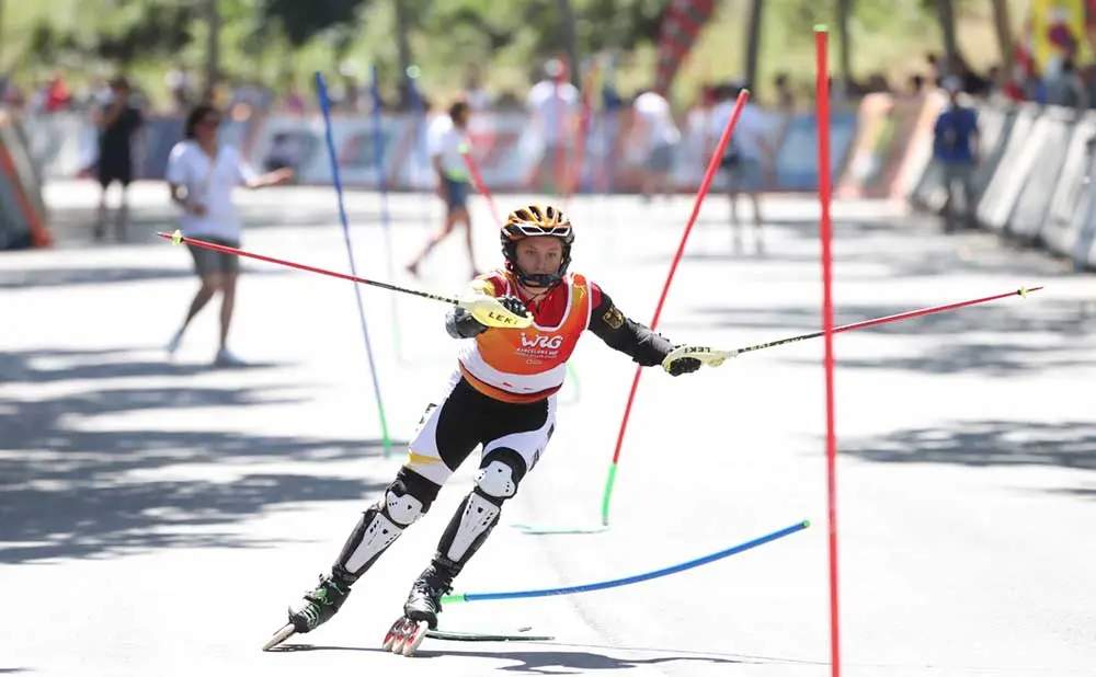 Imatges de les proves d'esquí Alpí en línia celebrades als Rollers Games celebrats a Barcelona el 2019 (Foto: M. Casanovas/WRG)