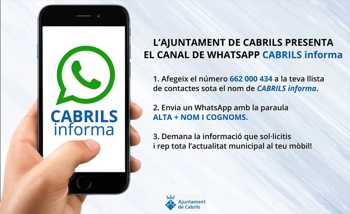 Cabrils informa el nou canal de WhatsApp 