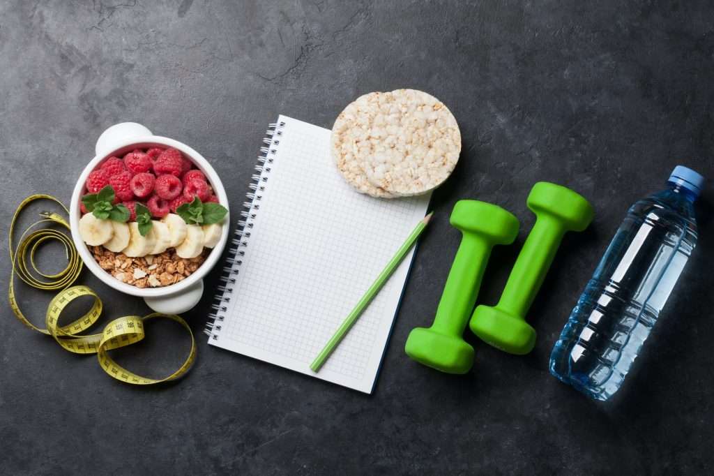 Healthy food and fitness concept