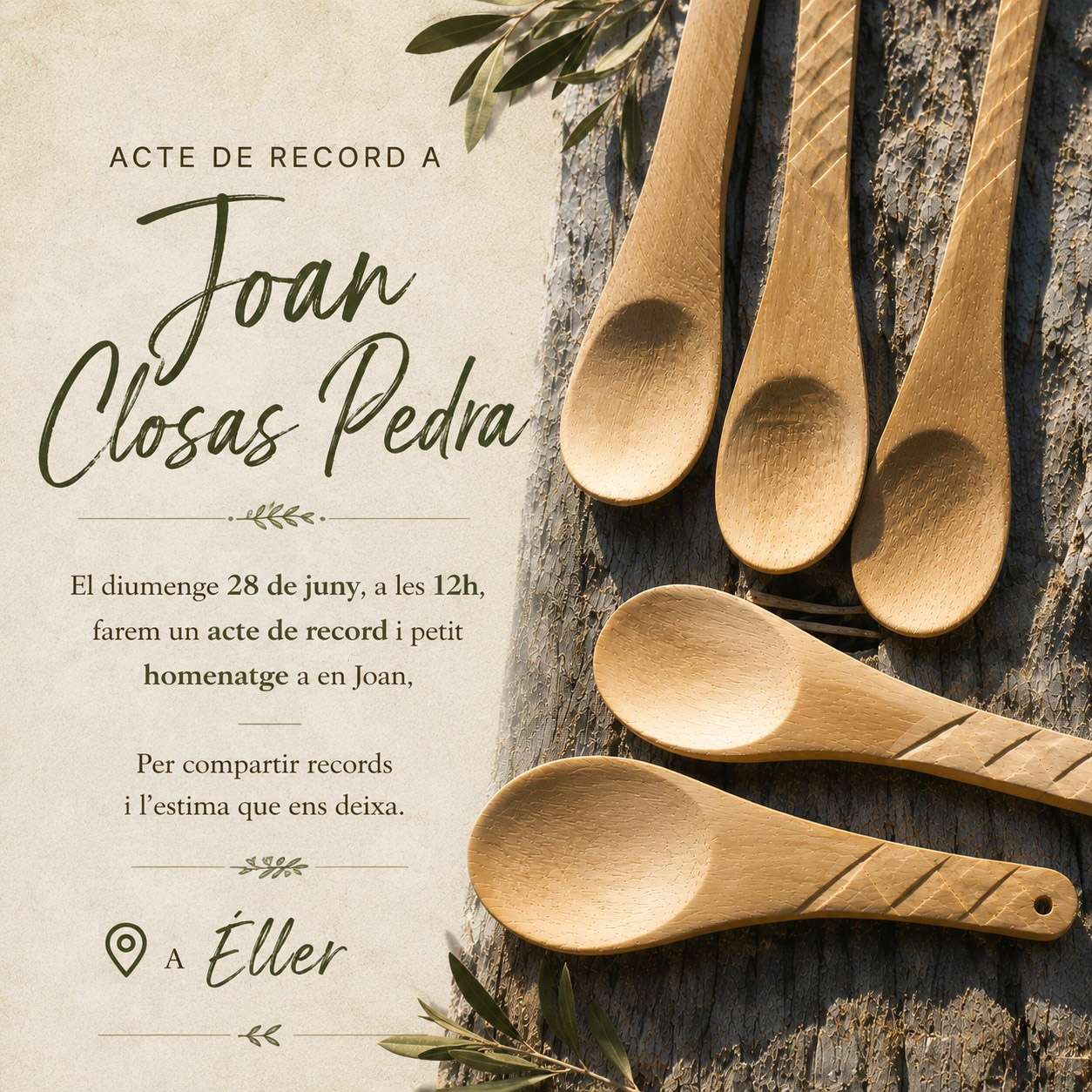 Acte de record a Joan Closas Pedra a Èller | Diumenge 28 de juny