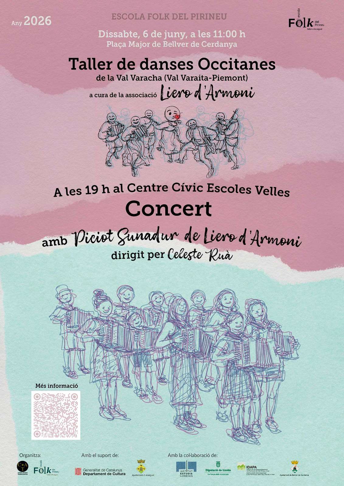 Escola Folk del Pirineu 2026 a Bellver de Cerdanya: taller de danses i concert el 6 de juny