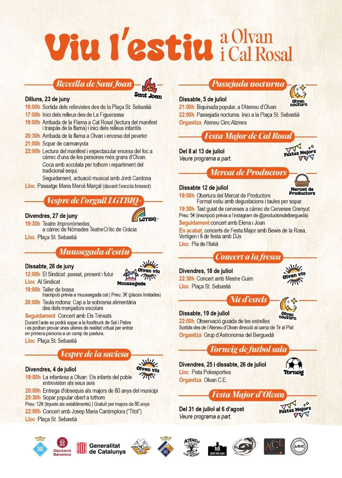 Viu l'estiu a Olvan i Cal Rosal: agenda d'activitats