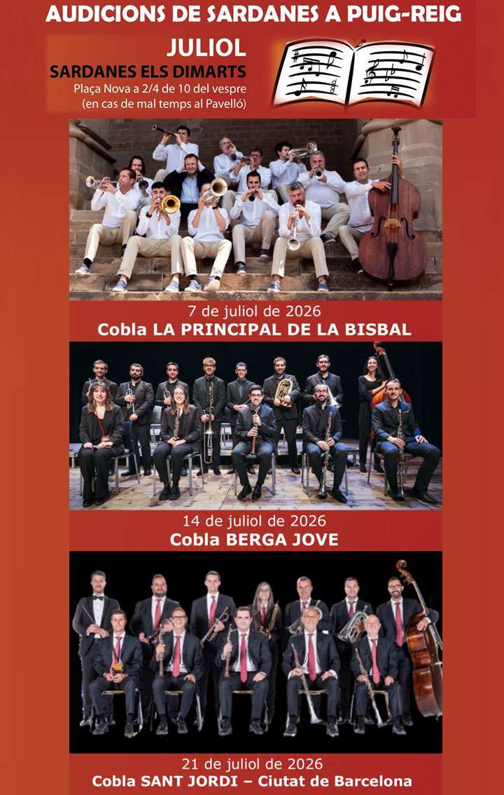 Audicions de sardanes a Puig-Reig: programa de juliol 2026