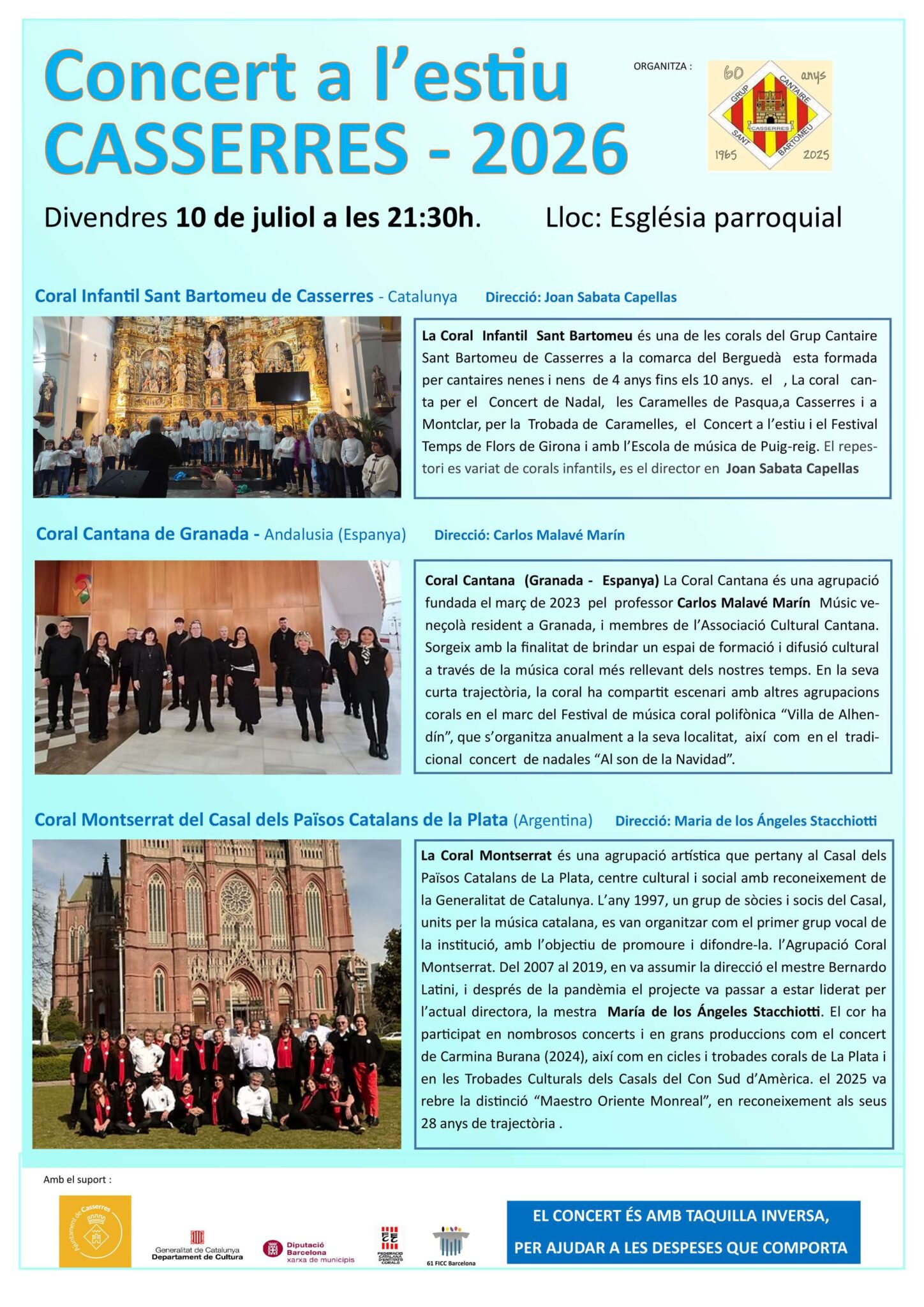 Concert a l'estiu Casserres 2026: tres corals internacionals