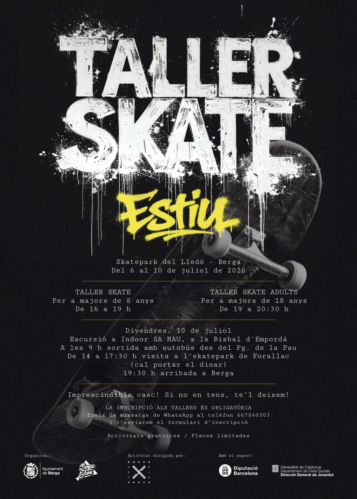 Taller de Skate a Berga: activitats i excursió per a joves i adults