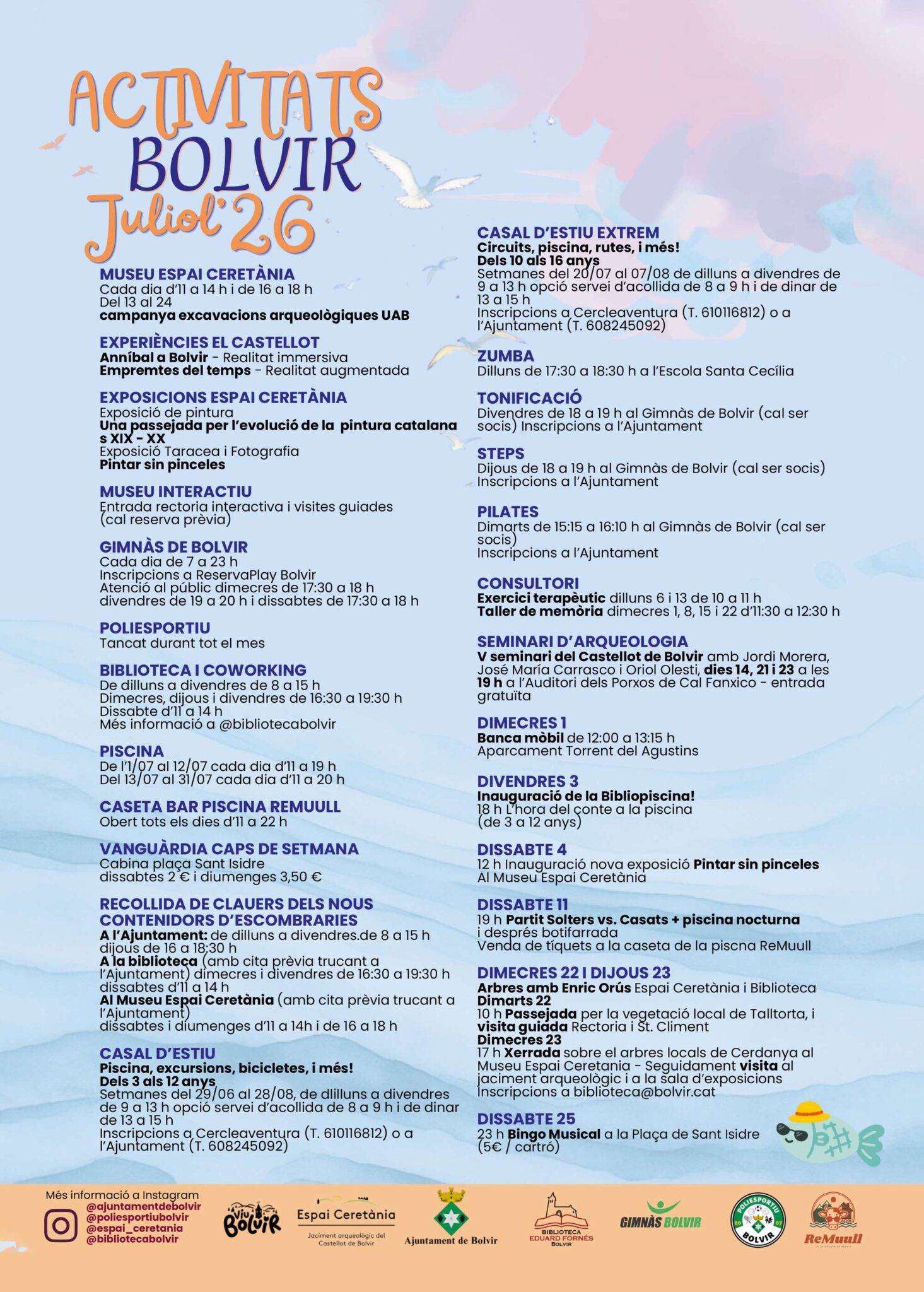 Agenda de juliol 2026 a Bolvir: activitats culturals, esportives i casals d'estiu