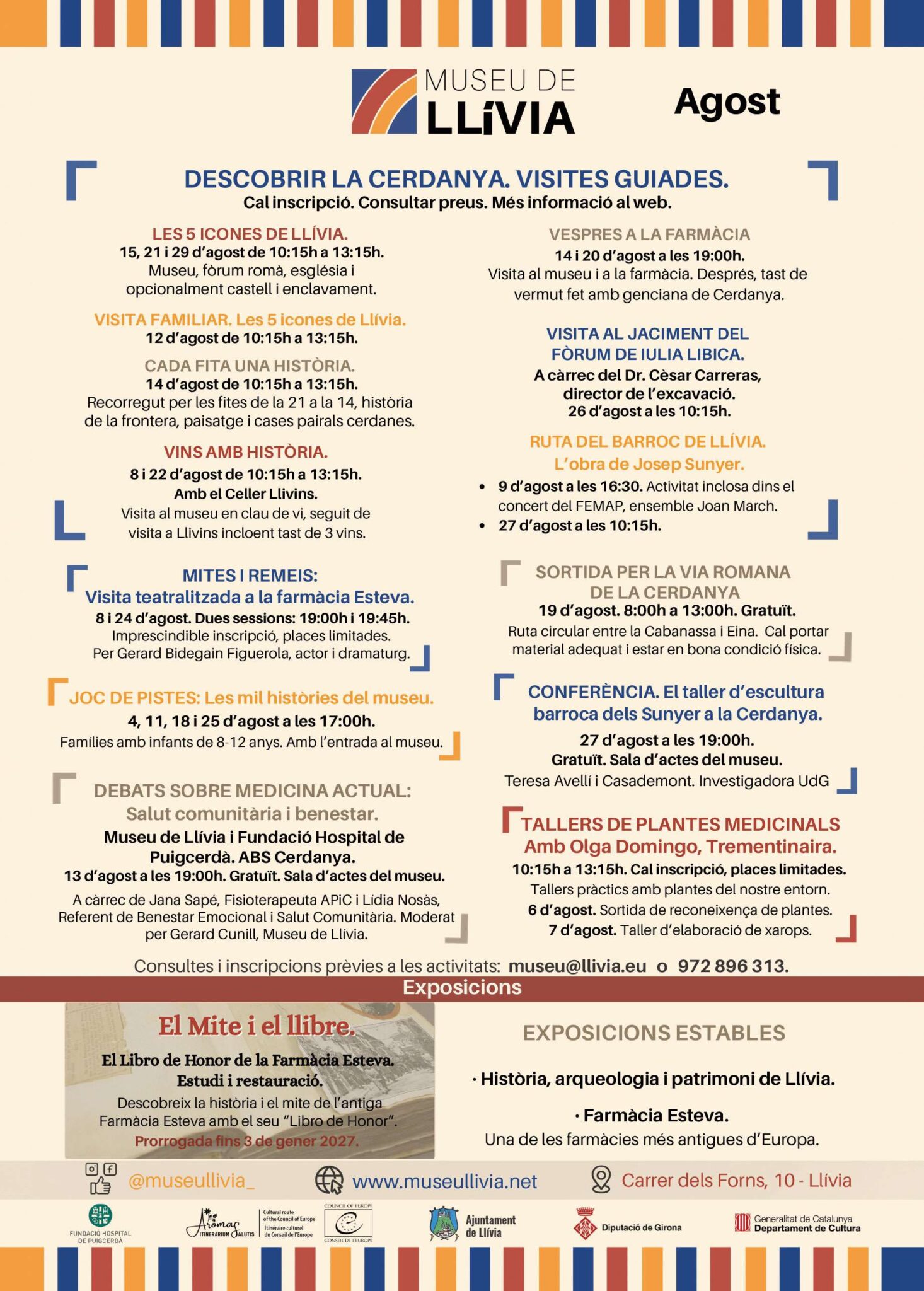 Agost al Museu de Llívia: visites guiades, tallers i conferències