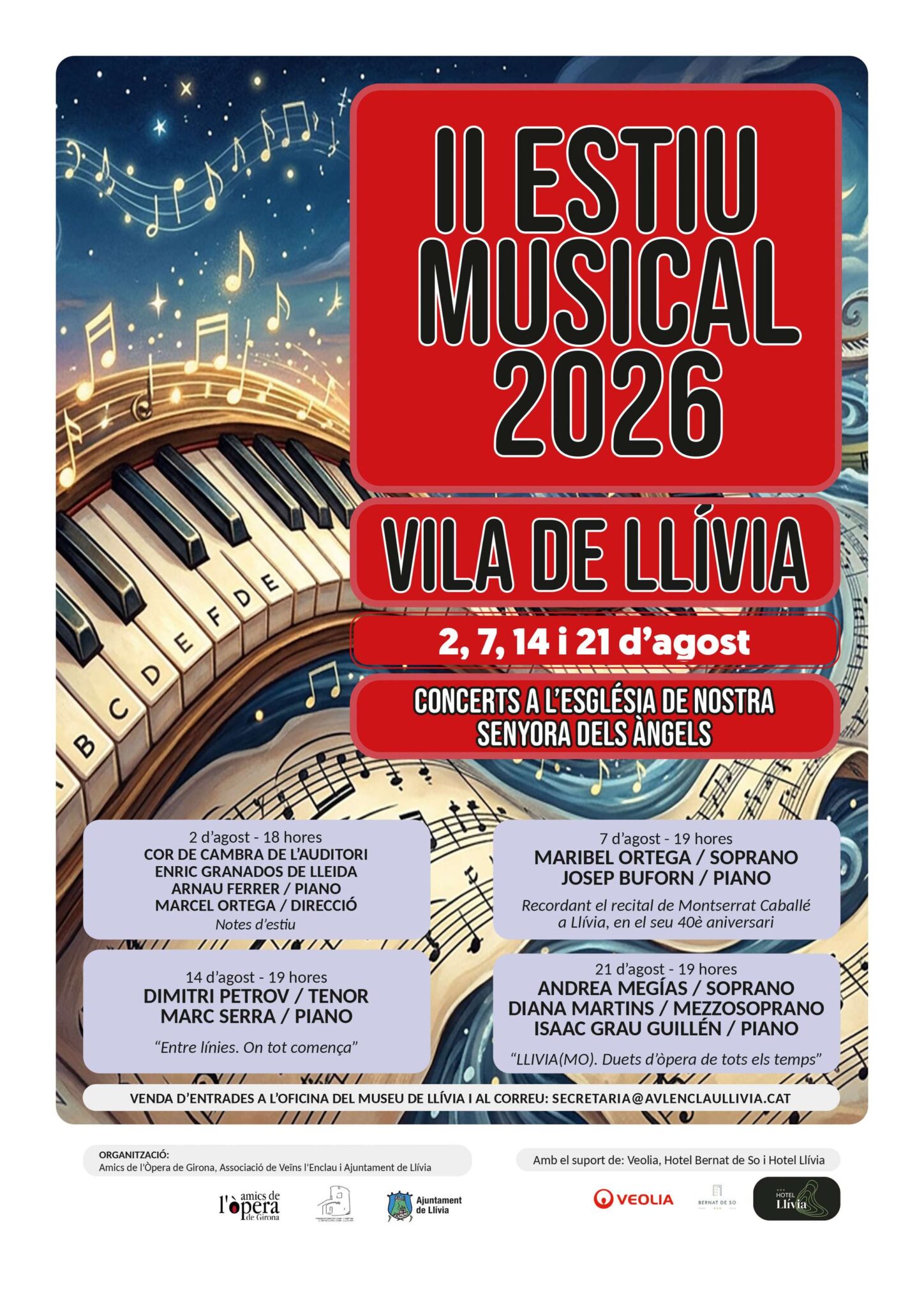 II Estiu Musical 2026 a Llívia: concerts els dies 2, 7, 14 i 21 d’agost