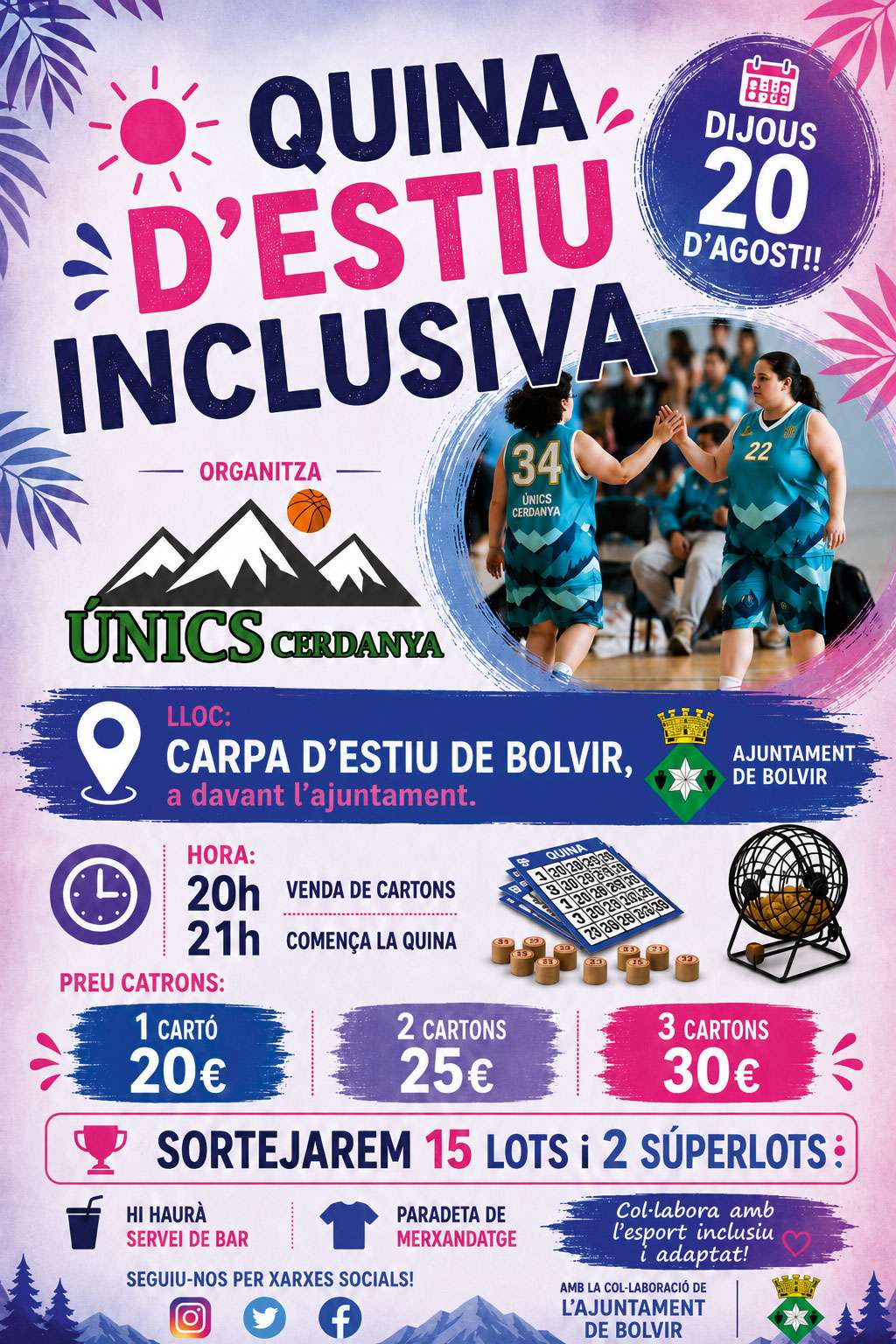 Quina d’Estiu Inclusiva a Bolvir: sorteig de 15 lots i 2 súperlots el 20 d’agost