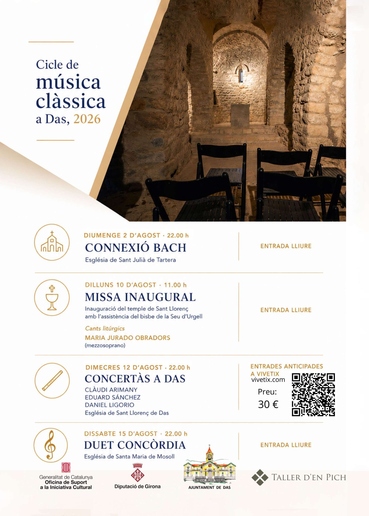 Cicle de música clàssica a Das 2026: concerts i esdeveniments litúrgics