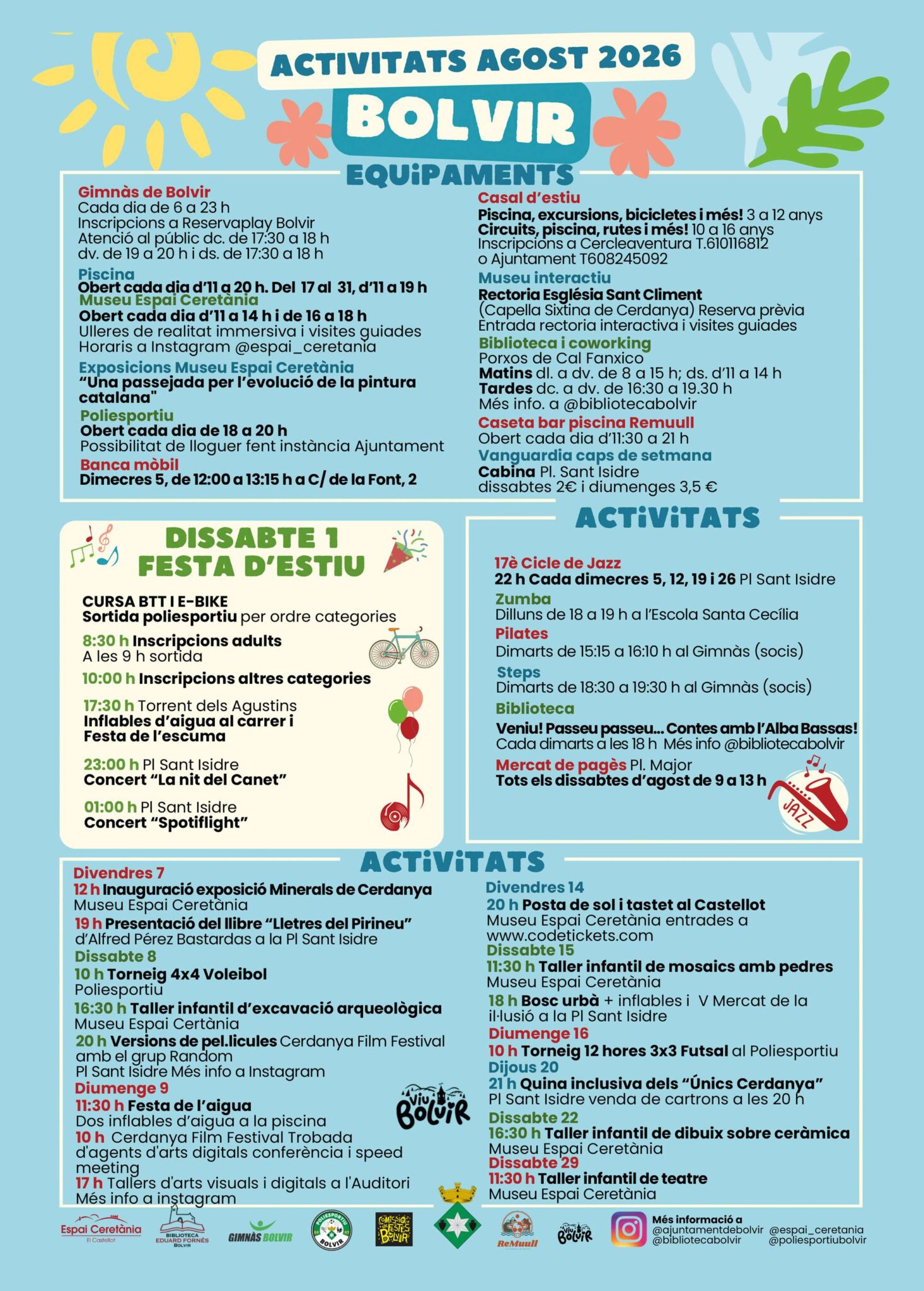 Agost 2026 a Bolvir: activitats culturals, esportives i familiars