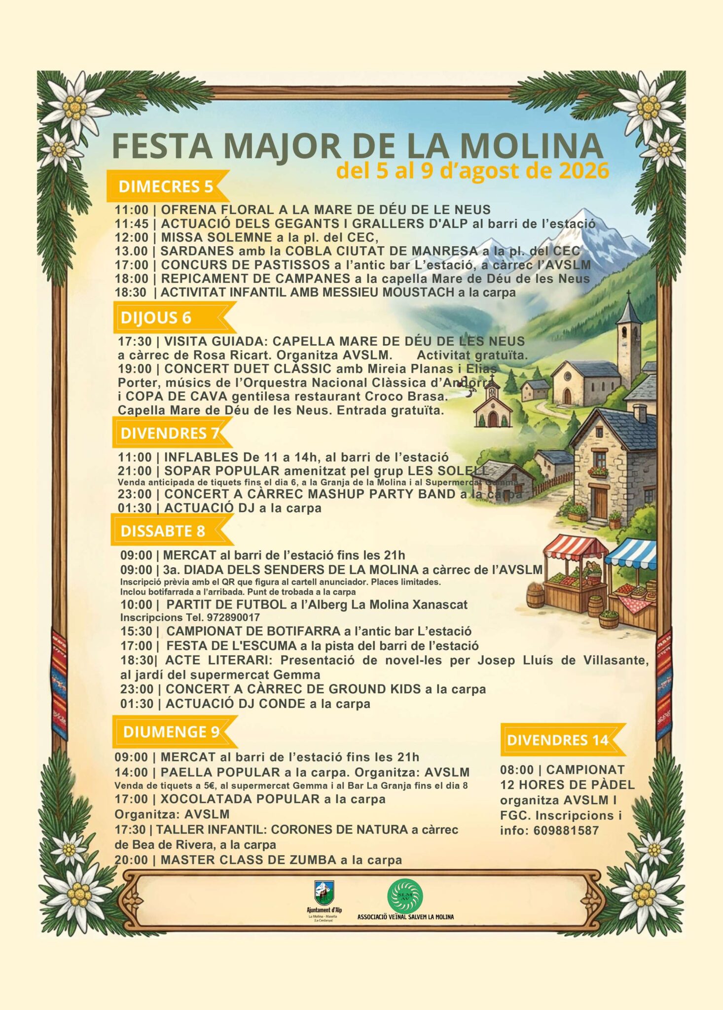 Festa Major de la Molina 2026: programa d'activitats del 5 al 9 d'agost