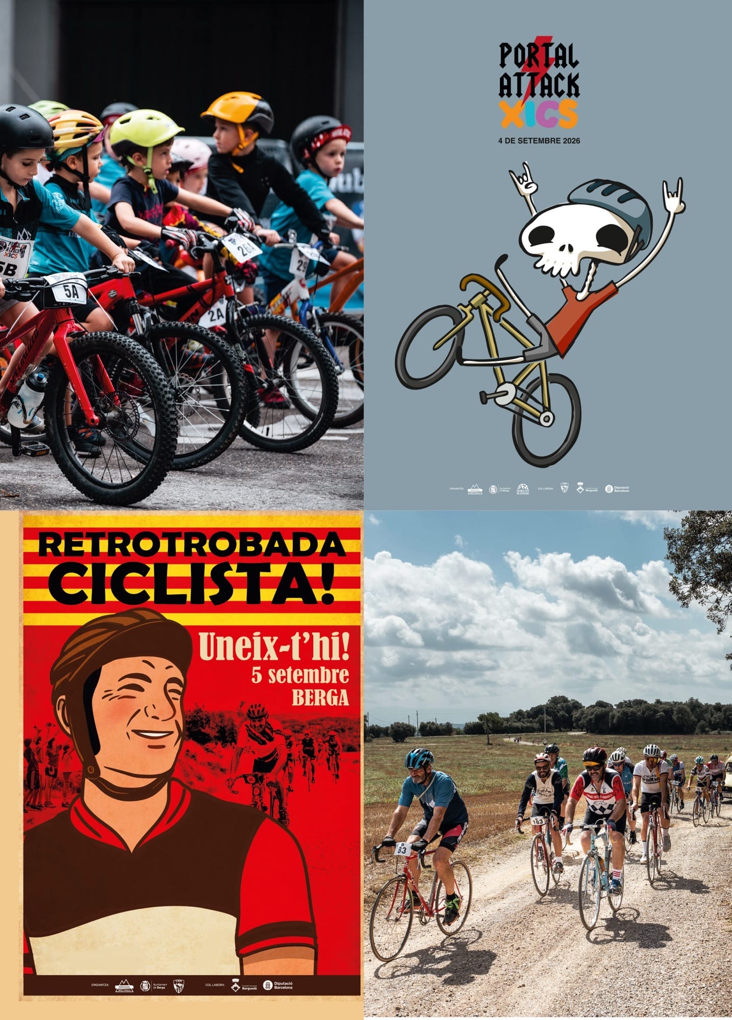 Grup de ciclistes retro en una ruta per Berga