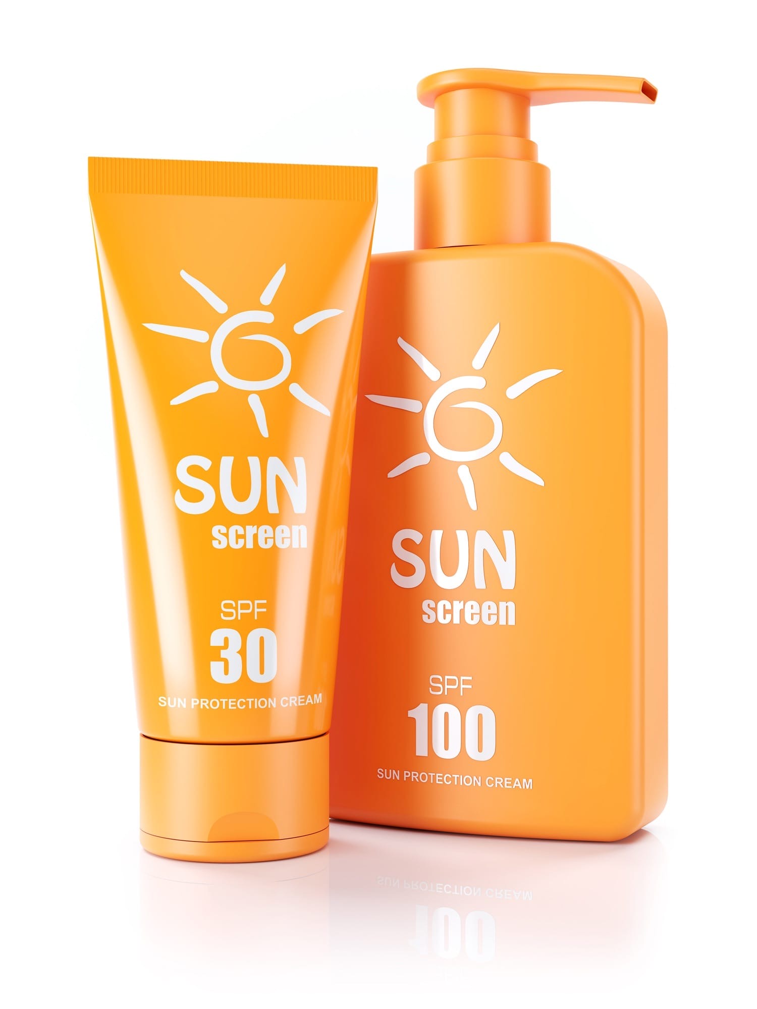Dos envasos de protector solar amb SPF 30 i SPF 100