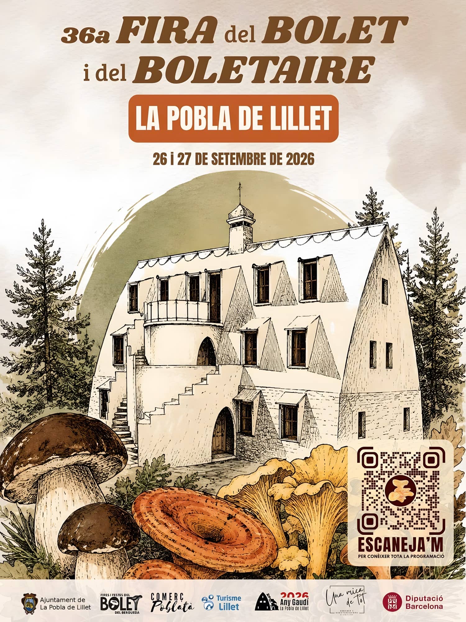 Cartell de la 36a Fira del Bolet i del Boletaire a La Pobla de Lillet