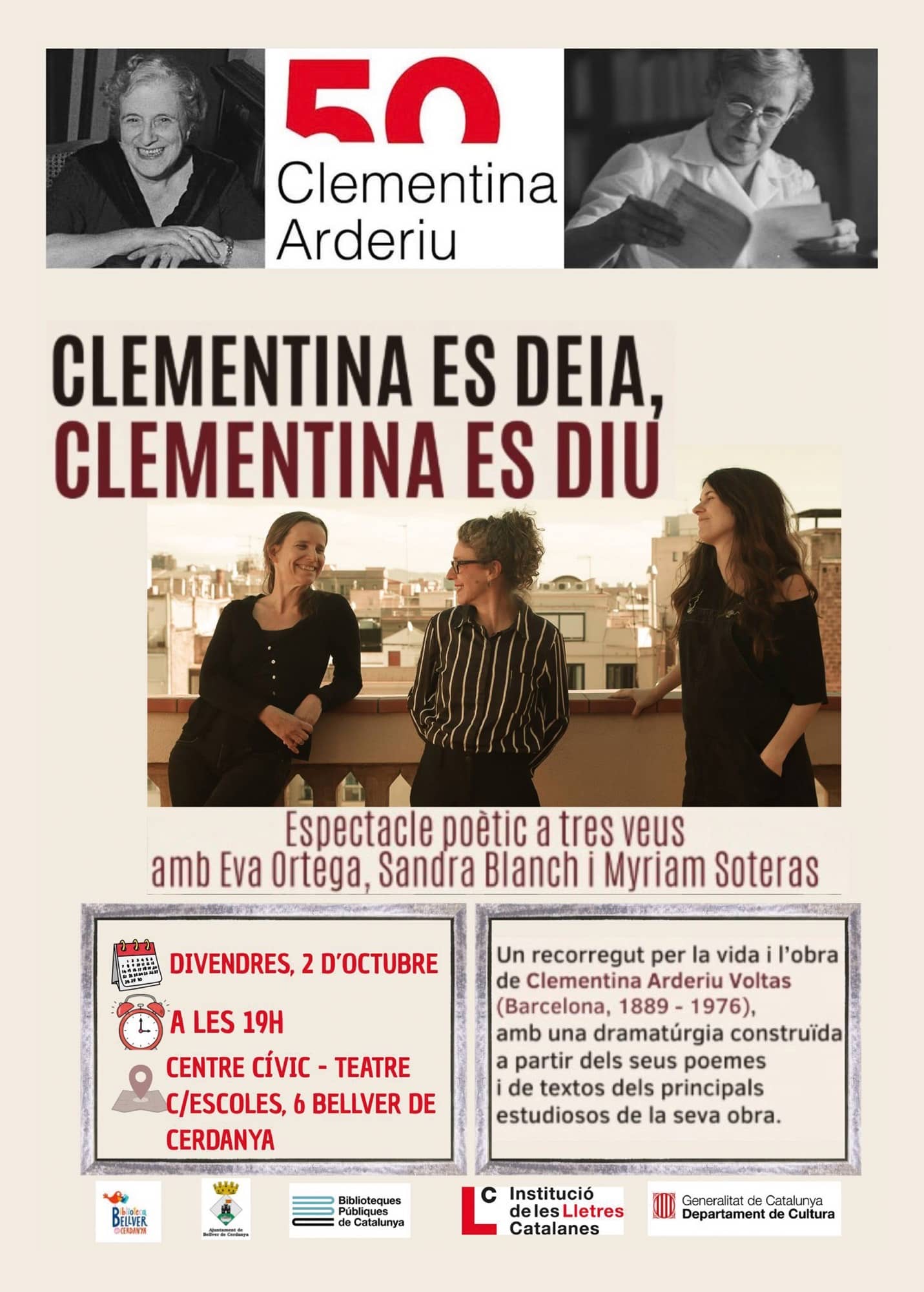 Cartell de l'espectacle poètic Clementina Arderiu