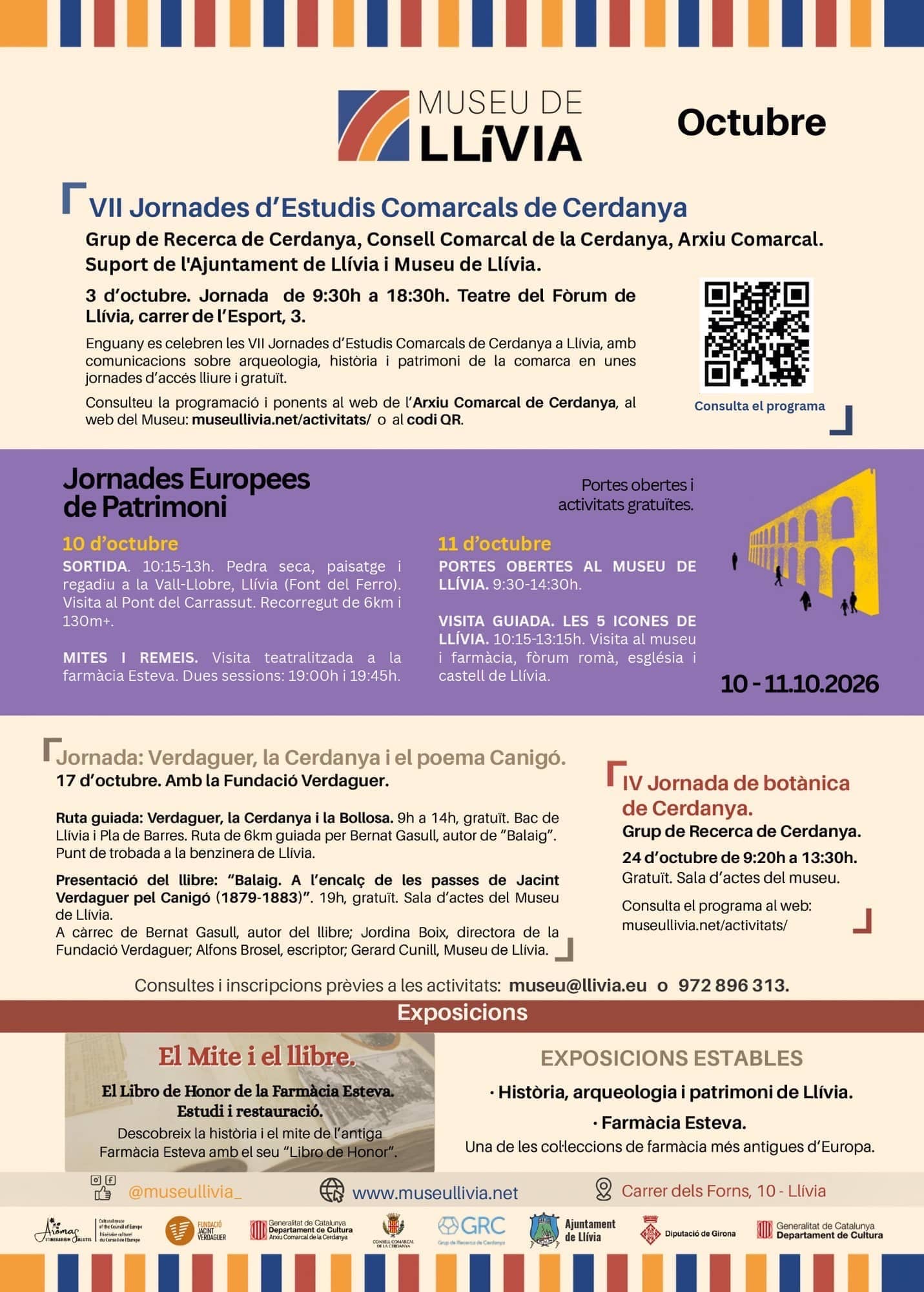 Cartell de les activitats d'octubre al Museu de Llívia