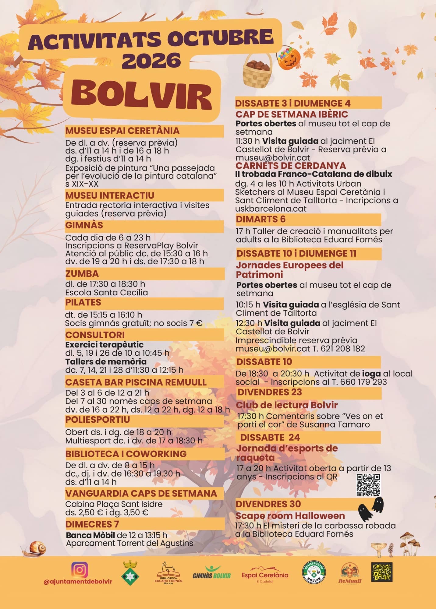 Cartell d'activitats d'octubre de 2026 a Bolvir
