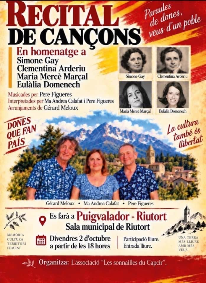 Cartell del recital de cançons a Puigvalador