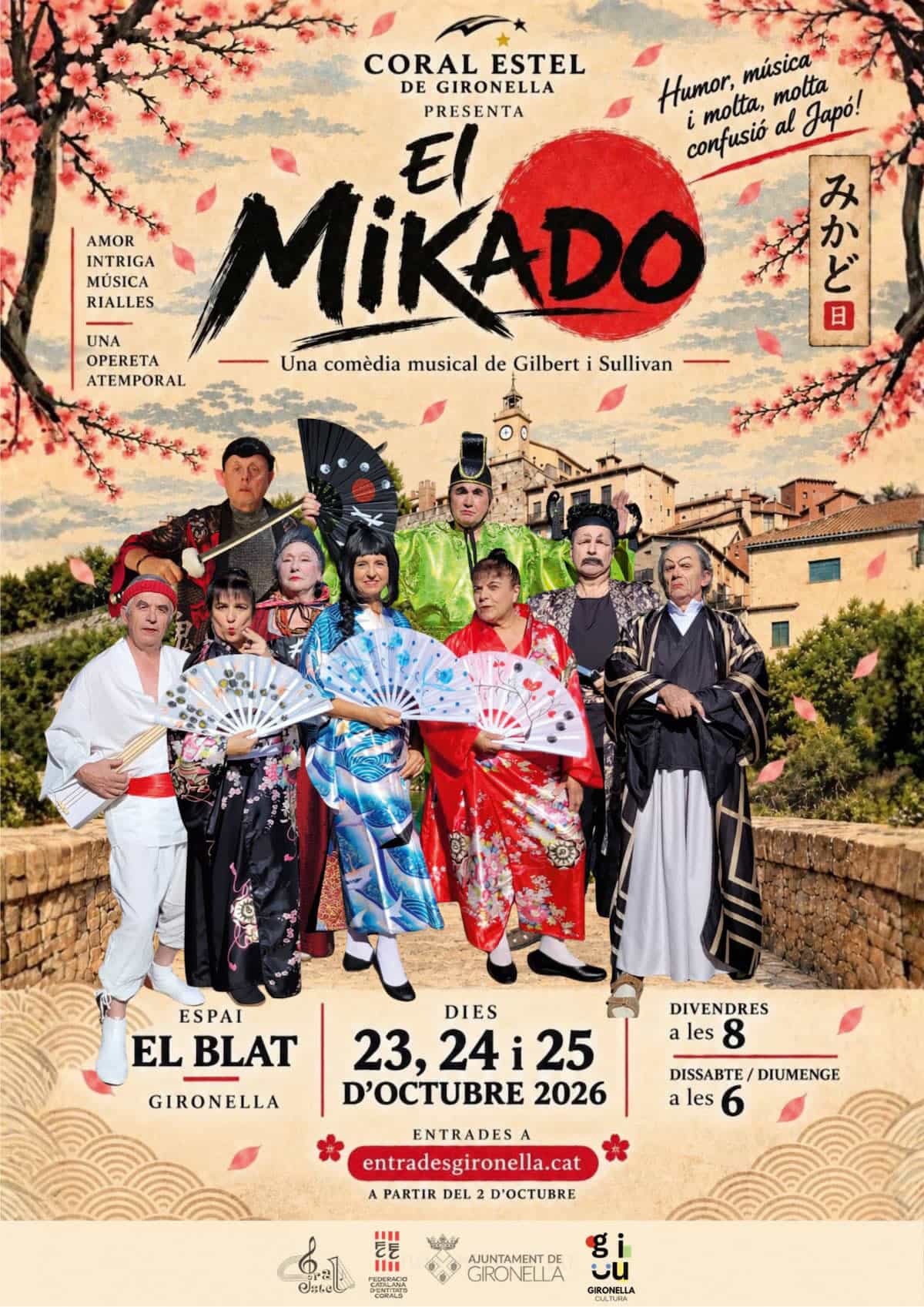 Cartell promocional de l'obra El Mikado amb estètica japonesa