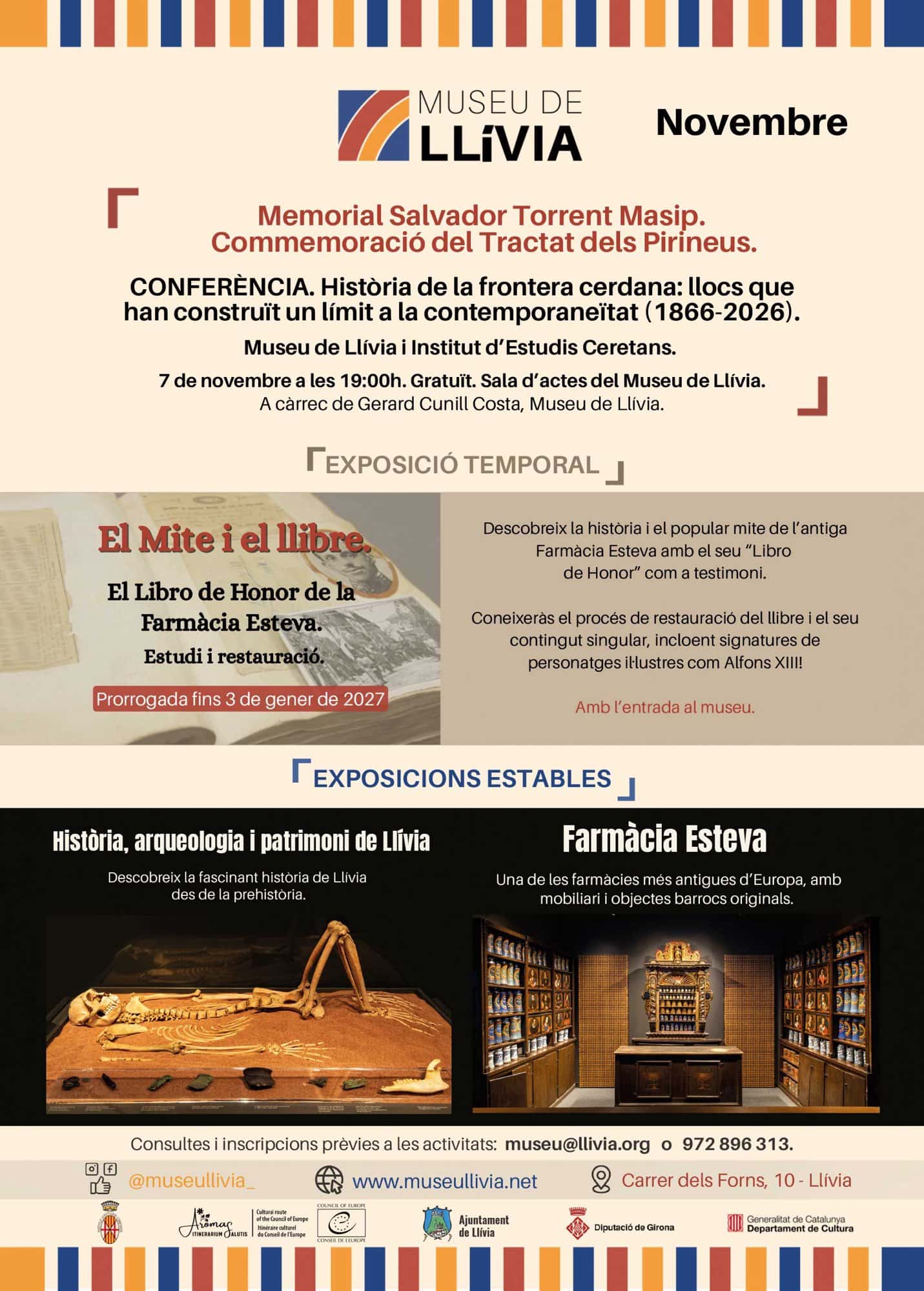 Cartell informatiu de les activitats del Museu de Llívia de novembre de 2026