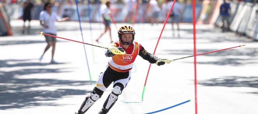 Imatges de les proves d'esquí Alpí en línia celebrades als Rollers Games celebrats a Barcelona el 2019 (Foto: M. Casanovas/WRG)