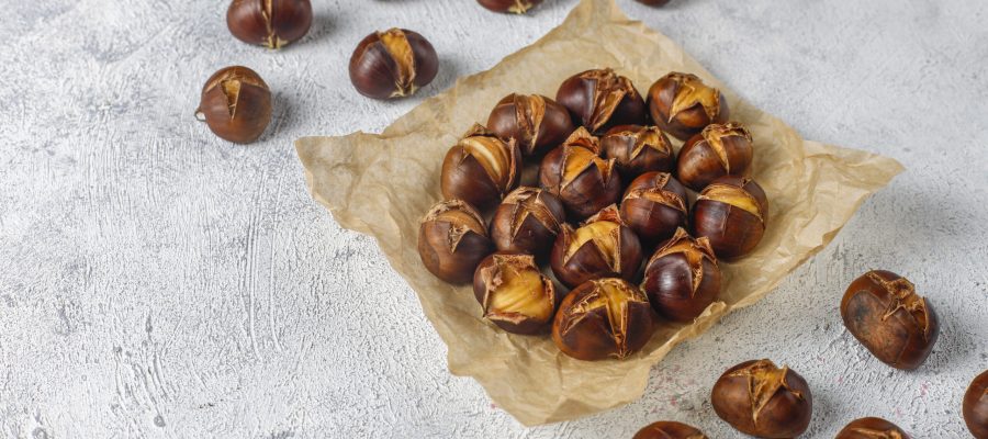 Tasty roasted organic chestnuts.